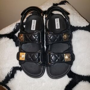 Steve Madden Black Margie Dad Sandals Size 9 EUC